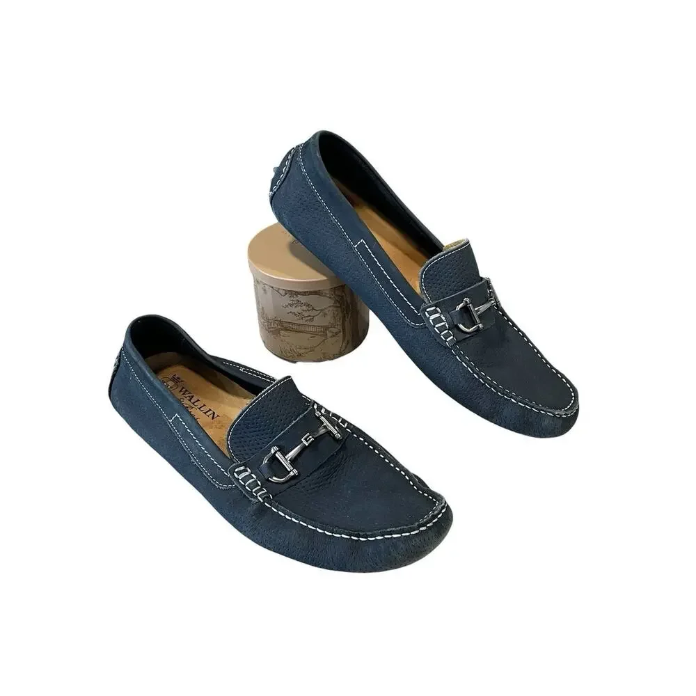 Men's Wallin & Bros Warren Blue Leather Loafer Driver Size 11.5 M Made In Brazil
